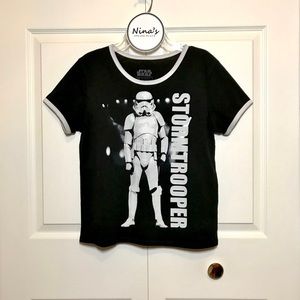 STAR WARS Mighty Fine Juniors Ringer Tee Black/White Size M
